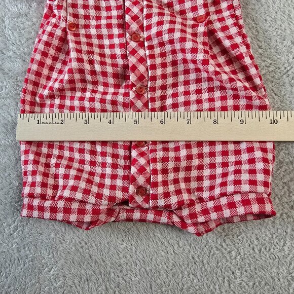 Baby Bliss Romper Size Medium Red Gingham Check Vintage Retro Summer 60s Unisex - Picture 13 of 14